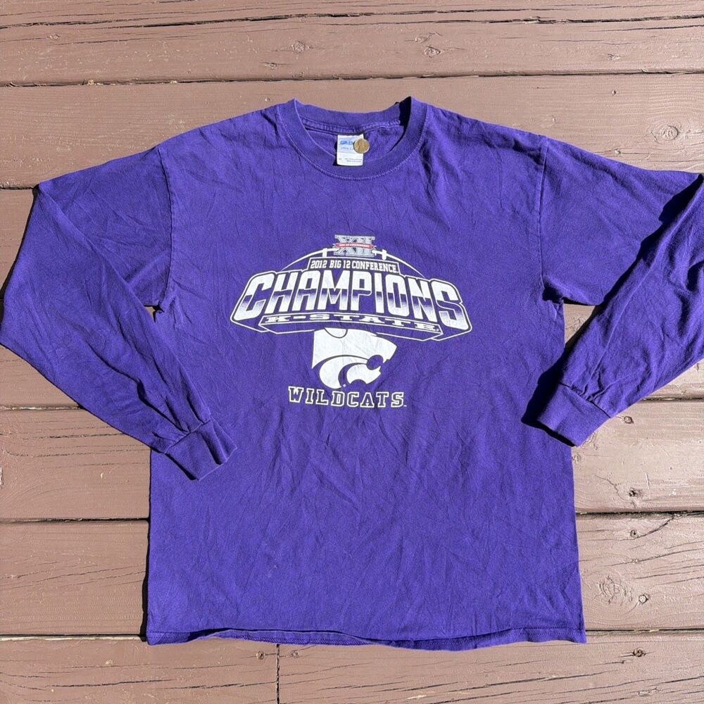 Gildan Ultra Cotton Kansas State Football Big 12 Champions M Purple Long Sleeve